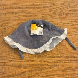 Blue and White Kids Sun Hat NWT